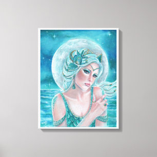 Luna maan godin mermaid art door Renee L. Lavoie Canvas Afdruk