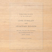 Luna Modern Wedding Save the Date Acryl Uitnodigingen (Voorkant)