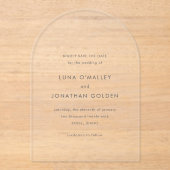 Luna Modern Wedding Save the Date Acryl Uitnodigingen (Voorkant)