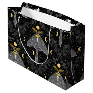 Luna mot, maan fasen en klimop damast patroon groot cadeauzakje