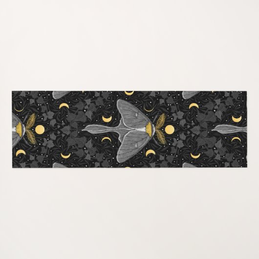 Luna mot, maan fasen en klimop damast patroon yogamat (Achterkant (horizontaal))