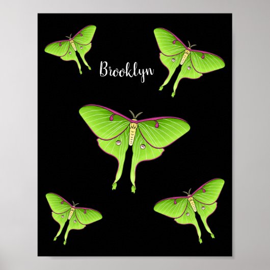 Luna Moth cartoon illustratie Poster (Voorkant)
