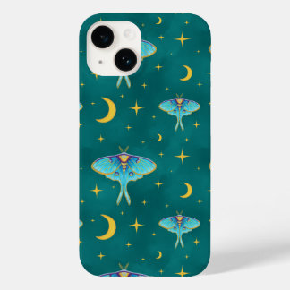 Luna Moth Celestial Moons & Stars Blauwgroen Case-Mate iPhone 14 Hoesje