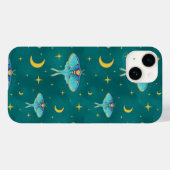 Luna Moth Celestial Moons & Stars Blauwgroen Case-Mate iPhone Case (Achterkant (horizontaal))
