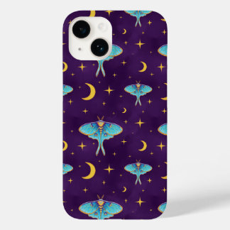 Luna Moth Celestial Moons & Stars Paarse Case-Mate iPhone 14 Hoesje