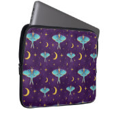 Luna Moth Celestial Moons & Stars Paarse Laptop Sleeve (Voorkant Rechts)