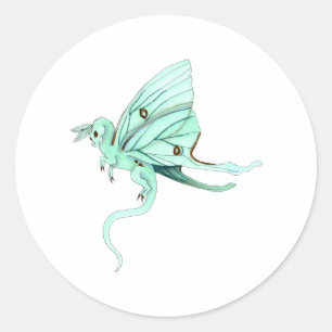 Luna Moth Fairy Dragon Ronde Sticker