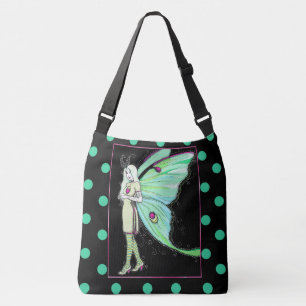 Luna moth fairy polka dot cross body bag crossbody tas