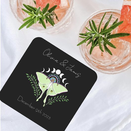 Luna Moth Fases Vierkante Kartonnen Onderzetter