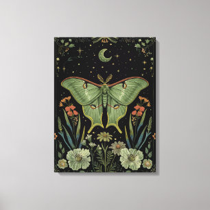 Luna Moth Gotische Waterverf Kunst Canvas Afdruk