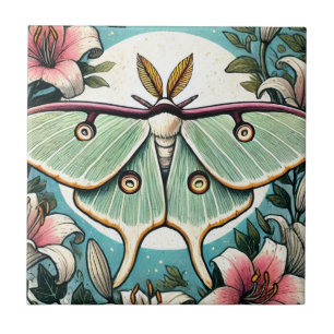 Luna Moth illustratie lelie motten Tegeltje