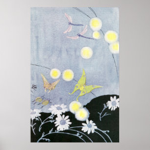 Luna Moth Lit door gloeiende vuurvliegjes Poster