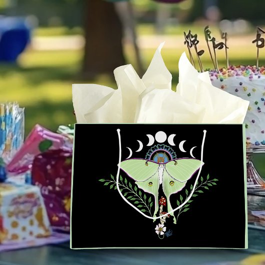 Luna Moth Maan Phases Zwart Groot Cadeauzakje