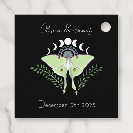 Luna Moth maanfasen Bedankjes Labels (Achterkant)