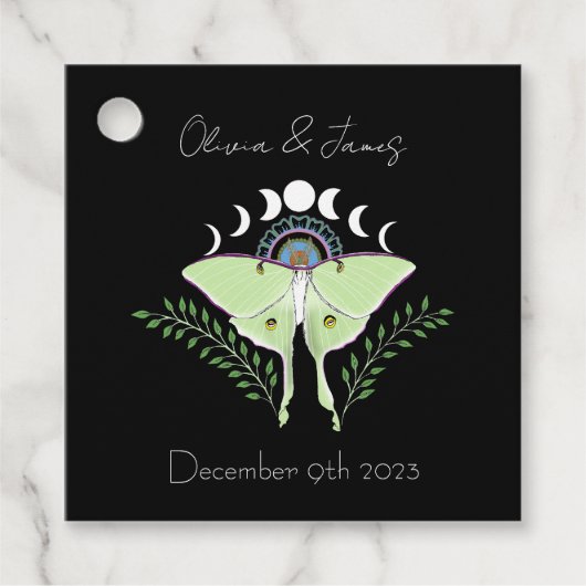 Luna Moth maanfasen Bedankjes Labels (Voorkant)