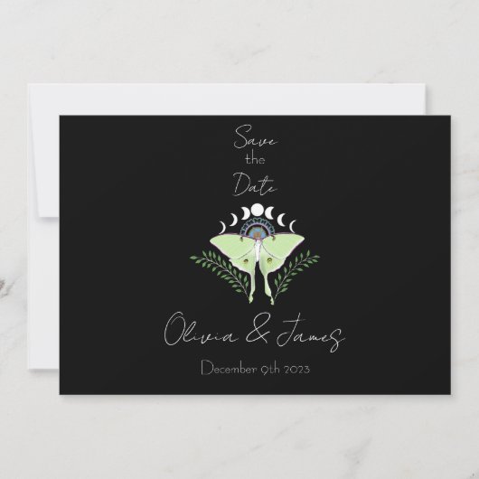 Luna Moth maanfasen Save The Date (Voorkant)