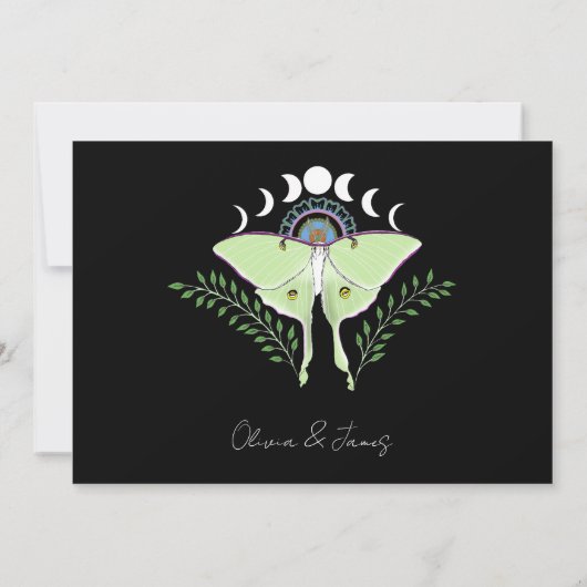 Luna Moth maanfasen Save The Date (Achterkant)