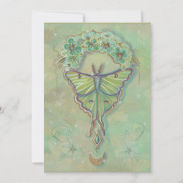 Luna moth moon ontwerp van Renee Lavoie Feestdagenkaart