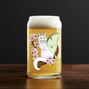 Luna Moth Moon Witte Kat Groen Blikvorm Glas