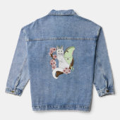 Luna Moth Moon Witte Kat Groen Denim Jacket (Achterkant)