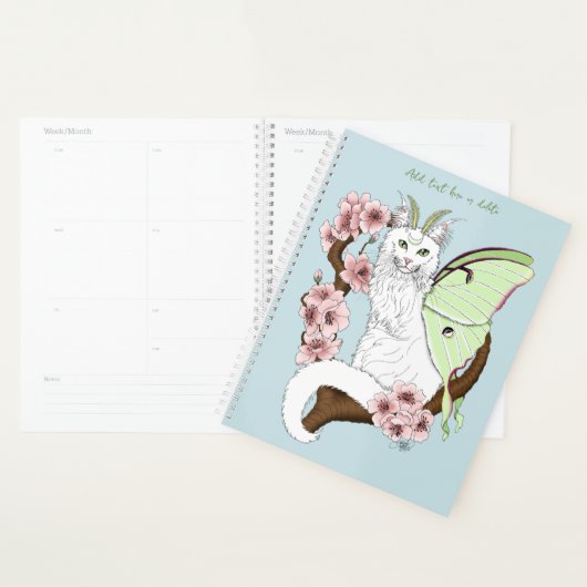 Luna Moth Moon Witte Kat Groen Planner (Display)