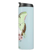 Luna Moth Moon Witte Kat Groen Thermosbeker (Geroteerd rechts)