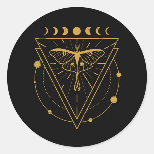Luna Moth Mystical Design Ronde Sticker (Voorkant)