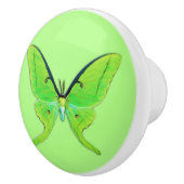Luna moth op een bleke groene achtergrond keramische knop (Rechts)