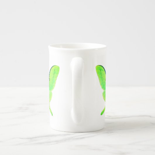 Luna Moth Pastel Lime Green Bone China Mok (Achterkant)