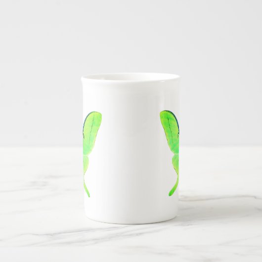 Luna Moth Pastel Lime Green Bone China Mok (Voorkant)