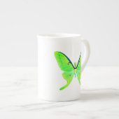 Luna Moth Pastel Lime Green Bone China Mug (Devant droit)