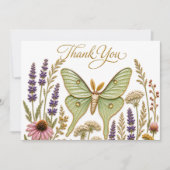 Luna Moth Wilde Bloem Verjaardag Script Bedankt (Voorkant)