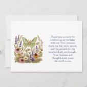 Luna Moth Wilde Bloem Verjaardag Script Bedankt (Achterkant)