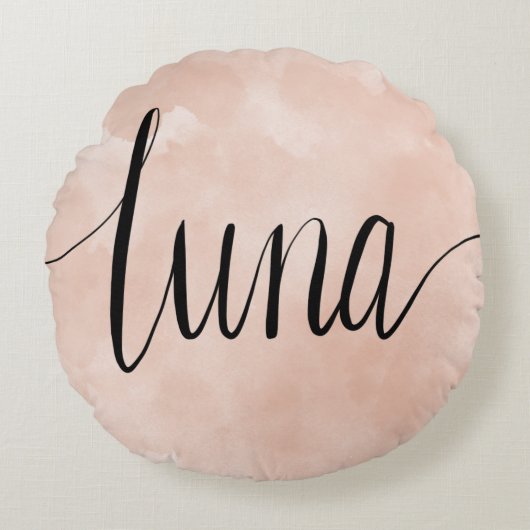 Luna Name Hand Lettered Round Pillow Rond Kussen (Voorkant)