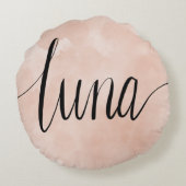 Luna Nom Lettre Manuscrite Coussin Rond (Dos)