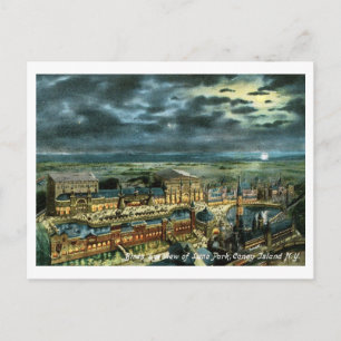 Luna Park bij Night, Coney Island, NY  Briefkaart