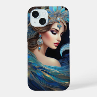 Luna Profiel van een lieve vrouw als maan iPhone 15 Hoesje