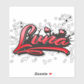 Luna red Heart Graffiti Aufkleber Sticker (Vel)