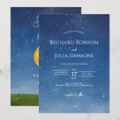 LUNA Save The Date Uitnodiging / Watercolor Maan (Voorkant / Achterkant)