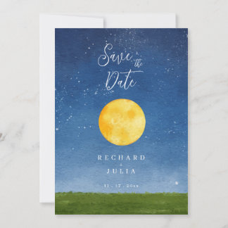 LUNA Save The Date Uitnodiging / Watercolor Maan
