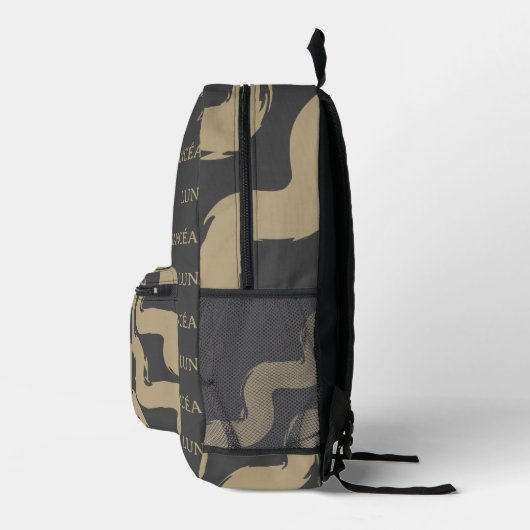 LUNANCÉA Abstract Backpack – Gold & Dark Style Bedrukte Rugzak (Rechts)