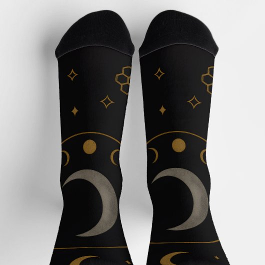 Lunar Alchemy – Celestial Bee & Moon Phase Occult Sokken (Top)