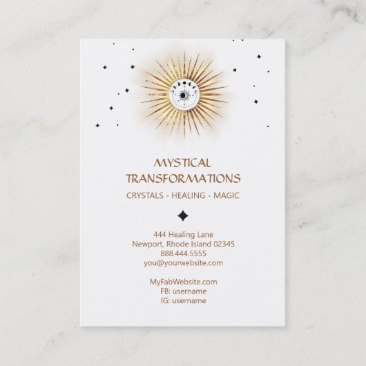 *~* Lunar Boho Celestial Luna Moon Magic Light Visitekaartje (Achterkant)