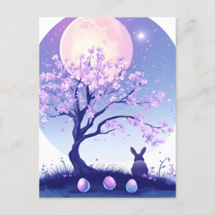 Lunar Bunny Night Feestdagenkaart