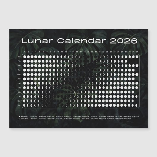 Lunar Calendar 2026 Moon Phases Chart (Voorkant)