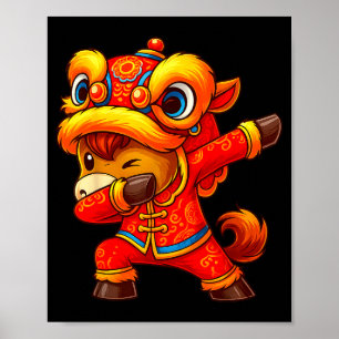 Lunar Chinees Nieuwjaar van het Paard Funny Dabbin Poster