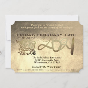 Lunar Chinese Metal Ox Nieuwjaar 2021 uitnodiging