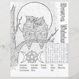 Lunar Deities Word Search Colour Page Paper