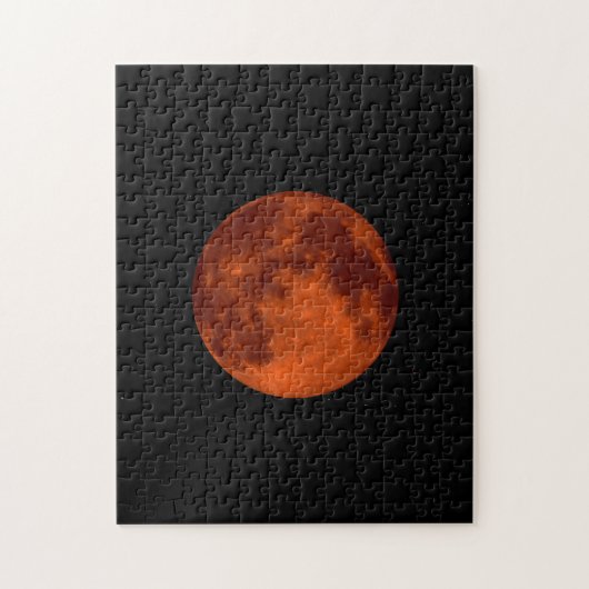 Lunar eclipse bloedmaan rood op zwarte achtergrond legpuzzel (Verticaal)