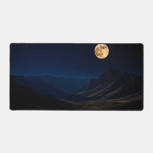 Lunar Glow Desk Mat - Volle Maan Over Rustige Maan (Voorkant)